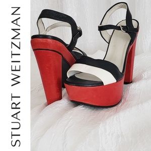 Stuart Weitzman Red Black Off White Color Block